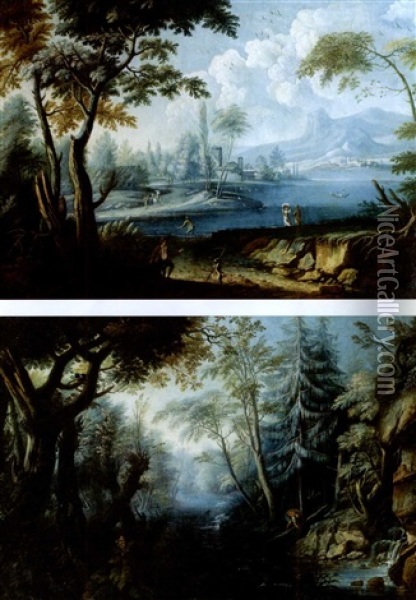 Landschaft (+ Another Similar, Lrgr; Pair) Oil Painting - Tomaso Porta