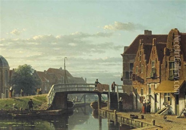 Leydshendam (a View Of The Delftsekade, Leidschendam) Oil Painting - Jan Weissenbruch