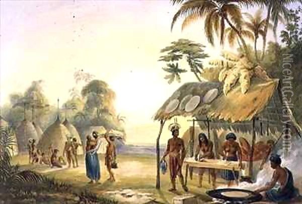 Watu Ticaba, a Wapisiana Village Oil Painting - Charles Bentley