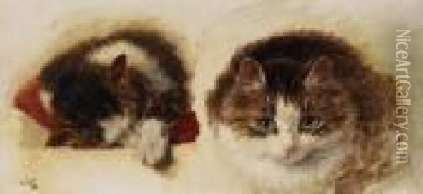 Zwei Katzen Oil Painting - Henriette Ronner-Knip