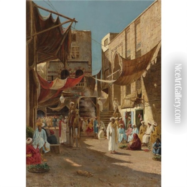 A Day In The Market Oil Painting - Henry A. Ferguson