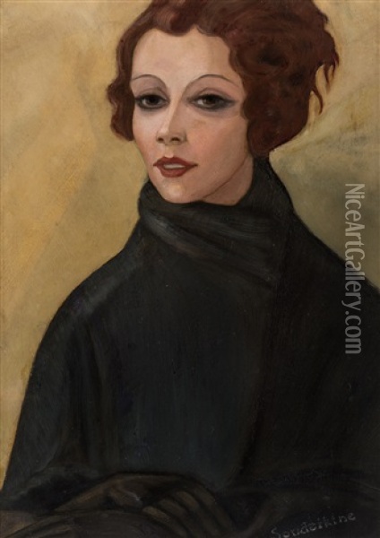 Portrait Of The Actress Elena Balieva-komissarjevskaya Oil Painting - Sergei Yur'Evich Sudeikin