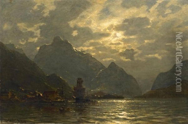 Fjordlandschaft Oil Painting - Carl August Heinrich Ferdinand Oesterley