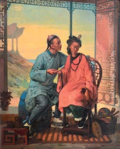 La Declaration Chinoise Oil Painting - Theodore Didier Delamarre