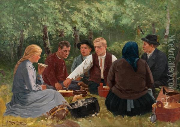 Lunch Break Oil Painting - Sigfrid August Keinanen