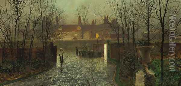 Arriving at the Hall Oil Painting - John Atkinson Grimshaw