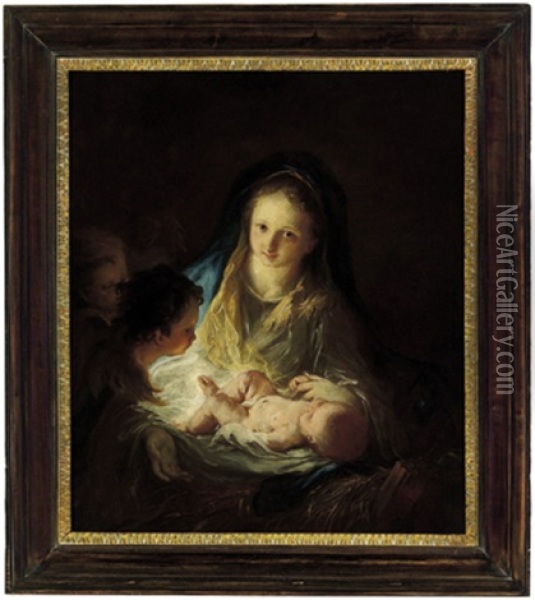 Maria Mit Dem Kind Und Drei Engeln Oil Painting - Martin Johann (Kremser Schmidt) Schmidt