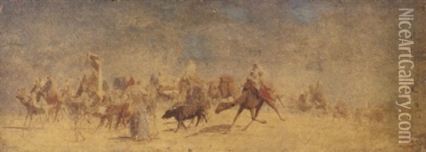 La Caravane, Premiere Version Oil Painting - Jean-Leon Gerome