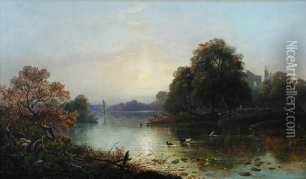 On The Thames - Near Pangbourne Oil Painting - James Francis Danby