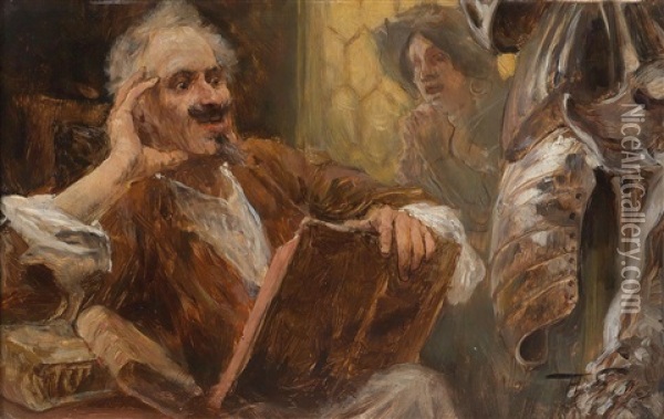 Don Quichote Oil Painting - Adalbert Franz Seligmann