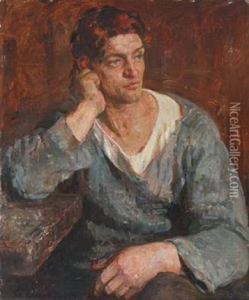 Portrait Of A Young Man Oil Painting - Julius Paulsen