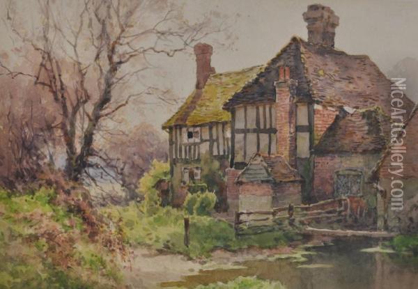 Old Cottage Near Fletching, Sussex Oil Painting - Ernest William Haslehurst