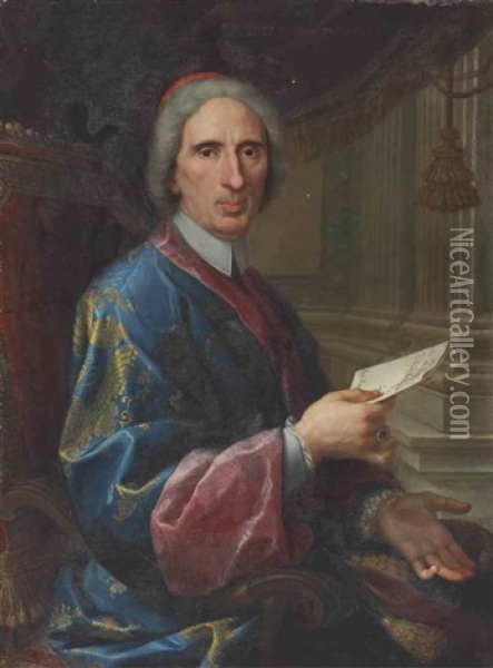 Portrait Of Cardinal Niccolo Del Giudice (1660-1743), Half-length Oil Painting - Agostino Masucci