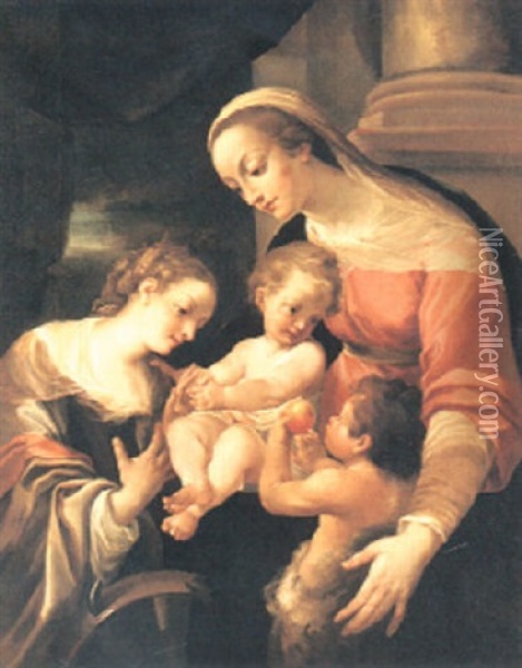 Sankta Katarinas Trolovning Oil Painting - Ludovico Carracci
