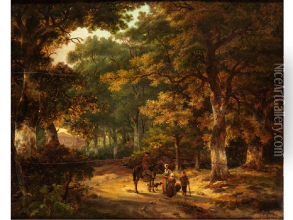 Waldlandschaft Mit Figuren Oil Painting - Anthony Jacobus Offermans