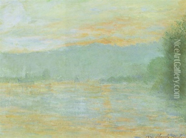 Hommage A Monet, Bord De Seine Oil Painting - Blanche Hoschede-Monet