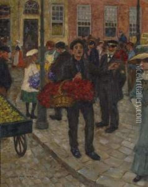 Marchand De Fleurs Oil Painting - Julius Muller-Massdorf