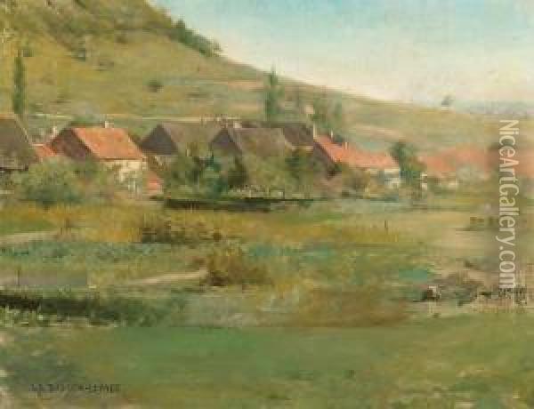 Village Oil Painting - Jules Bastien-Lepage
