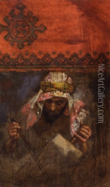 Study Of An Arab Musician Oil Painting - Rudolf Ernst