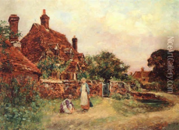 A Sussex Cottage Oil Painting - Henry John Yeend King