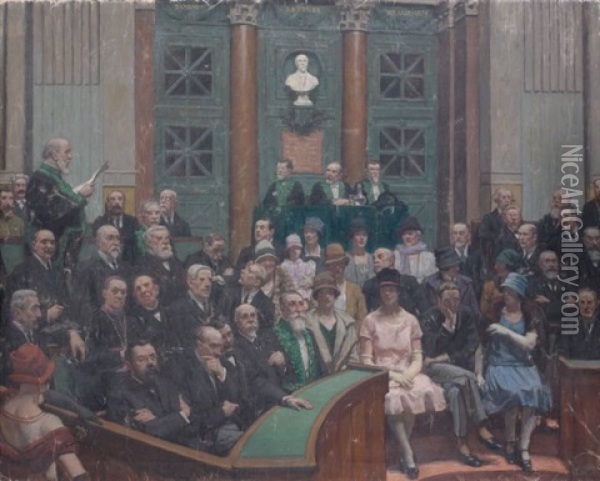 Sous La Coupole, Reception D'albert Besnard A L'academie Des Beaux-arts Oil Painting - Rene Francois Xavier Prinet