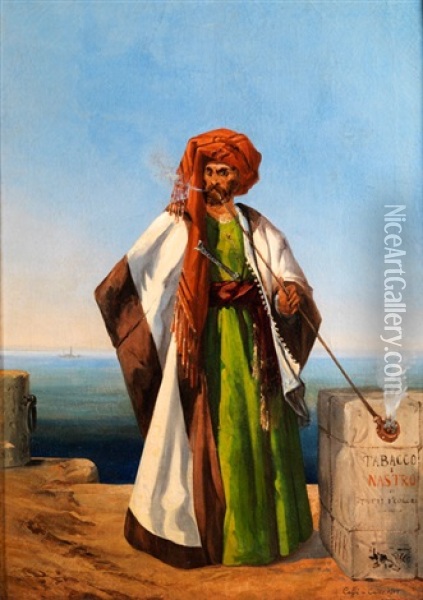 Portrait Eines Arabischen Tabakhandlers Oil Painting - Ippolito Caffi