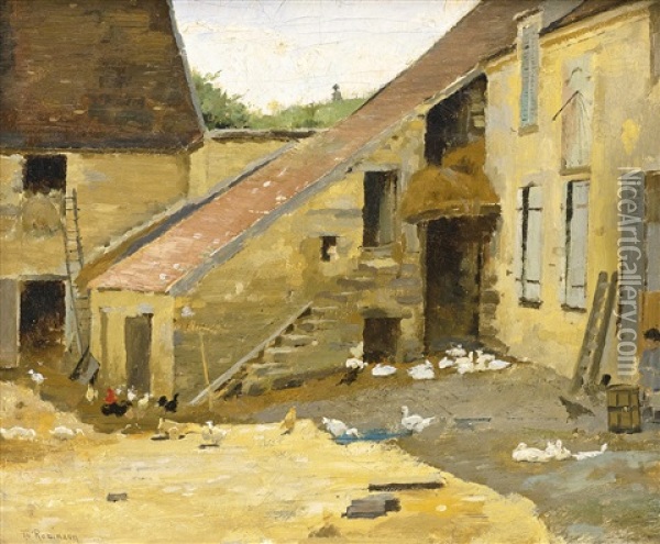 Barnyard With Ducks Oil Painting - Theodore Robinson