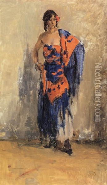 Portret Van Guusje Van Dongen Oil Painting - Isaac Israels