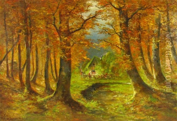 Forsthaus Im Wald Oil Painting - Moritz Mueller the Elder