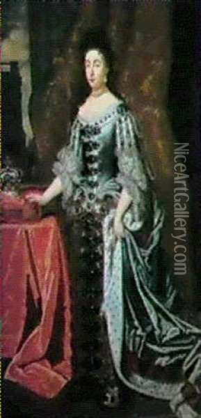 Portrait En Pied De Guillaume Iii D'orange, Roi    D'angleterrre & Portrait De La Reine Marie Ii Stuart Oil Painting - Jan Mytens
