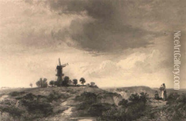 The Windmill On The Heath Oil Painting - George Vicat Cole