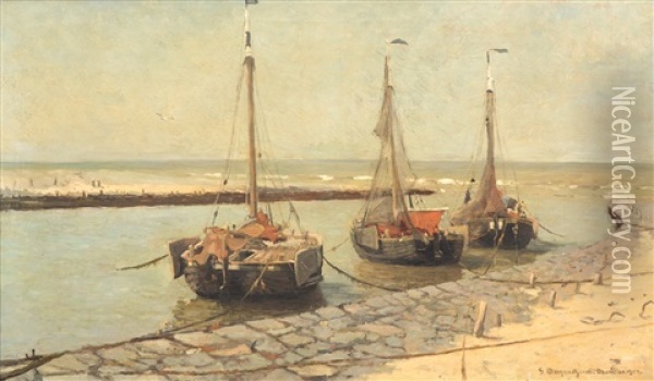 Haven In Katwijk Oil Painting - Gerhard Arij Ludwig Morgenstjerne Munthe