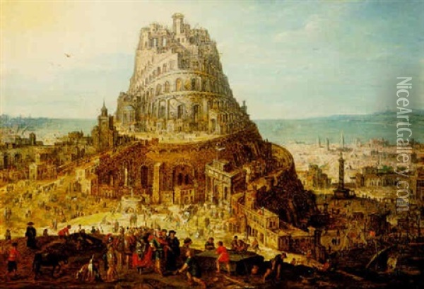 The Building Of The Tower Of Babel Oil Painting - Hendrick van Cleve III