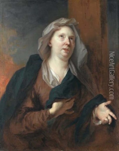 Portrait De Femme (madame De Maintenon ?) Oil Painting - Nicolas de Largilliere