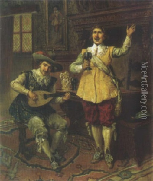 Musiciens De La Renaissance Oil Painting - Gaston Bonfils