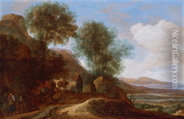 Gebirgige Flusslandschaft Mit Reisenden Oil Painting - Pieter Mulier the Younger