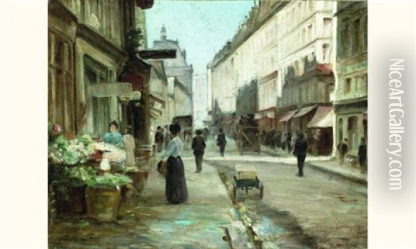 Scene De Rue A Paris Oil Painting - Victor Gabriel Gilbert