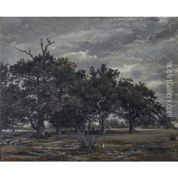 Waldlandschaft Mit Kunstler Beim Zeichnen Oil Painting - Theodore Rousseau