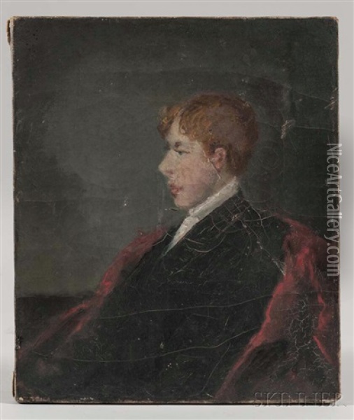 Portrait Of A Boy In Profile, Probably The Artist's Son Oil Painting - William Willard
