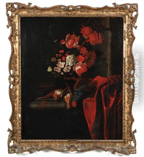 Floral And Nature Morte Still Life Oil Painting - Ernst Stuven