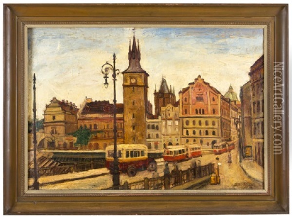 U Karlovych Lazni Oil Painting - Soter Vonasek