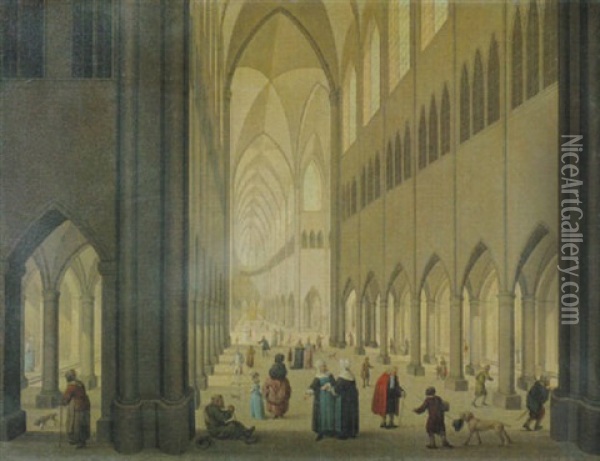 Interieur Einer Gotischen Kirche Oil Painting - Johann Jakob Hoch