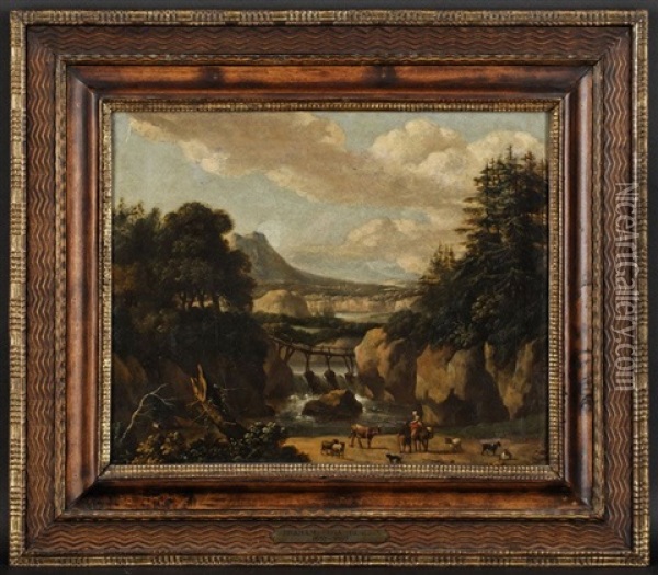 Paysage Anime De Personnages Et D'animaux Oil Painting - Abraham Jansz. Begeyn