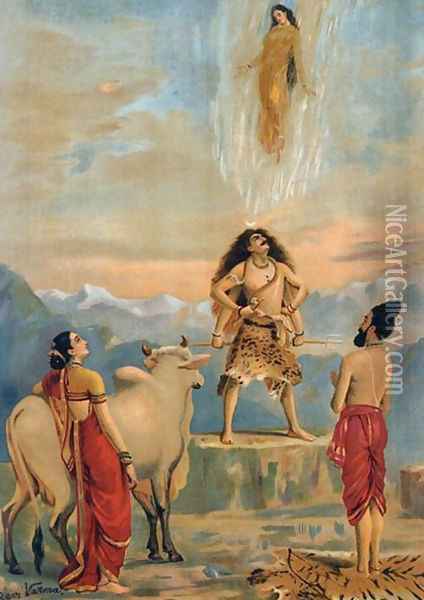 Ganga Vatram Oil Painting - Raja Ravi Varma