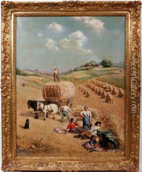 Working In Field Oil Painting - Henry Lerolle