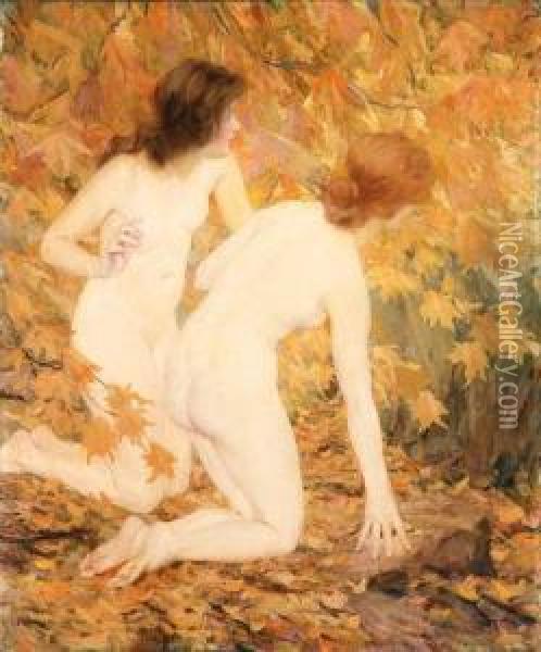 Nymphs In The Autumn Woods Oil Painting - Francis Coates Jones