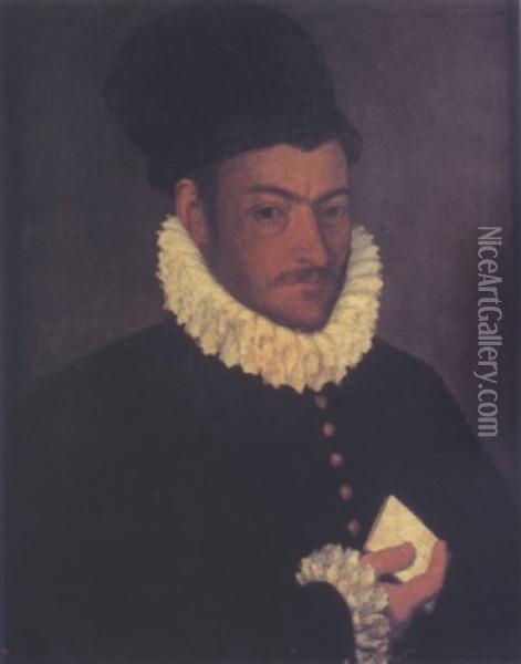 Portrait De Gentilhomme, Une Lettre A La Main Oil Painting - Giovanni Battista Moroni