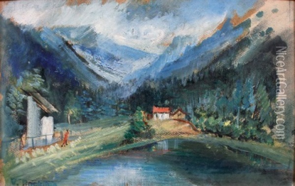 Paysage De Montagne Oil Painting - Vera Rockline