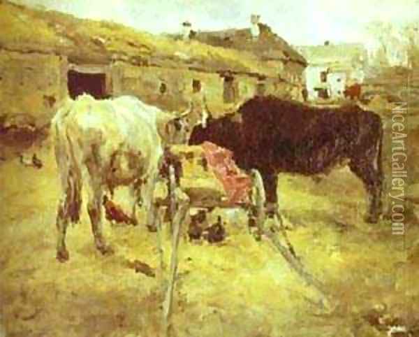 Bullocks Study 1885 Oil Painting - Valentin Aleksandrovich Serov