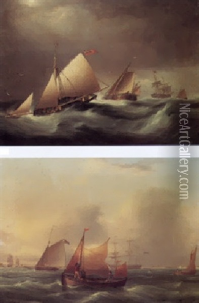Shipping In High Seas Oil Painting - James Edward Buttersworth